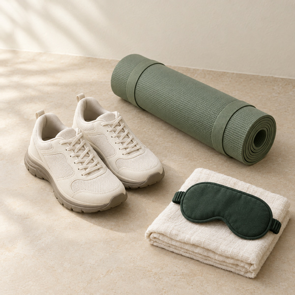 Illustration representing movement, rest, and everyday heart-healthy habits